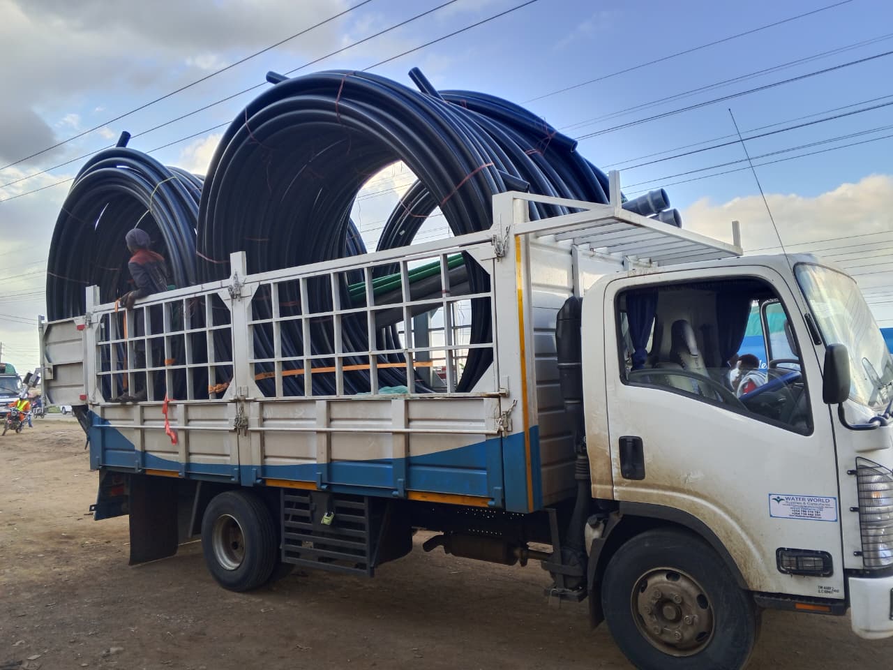 Delivery of HDPE pipes by our trucks